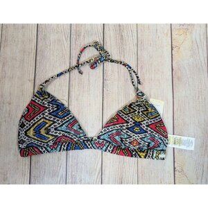 ROXY Women's Swimsuit Bikini Top Triangle Tie Poetic Mexic Reversible Size L NEW